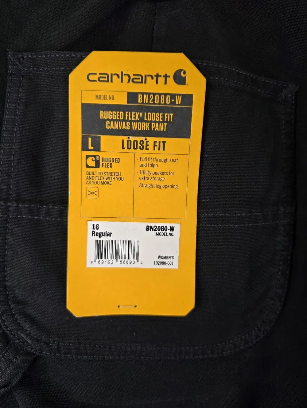 Carhartt Womens Size 16 Rugged Flex Straight Loose Fit Canvas Work Pants Regular